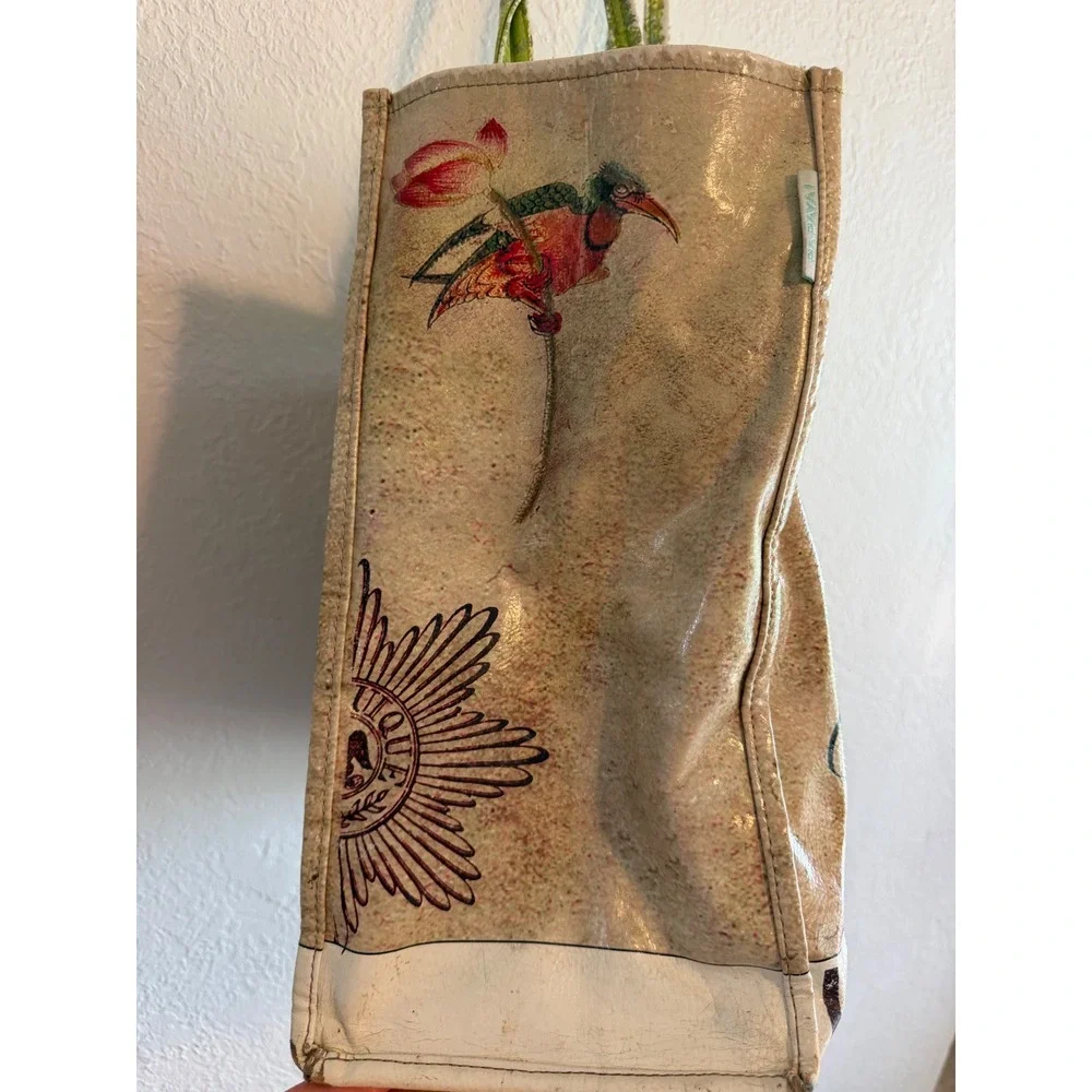 Papaya! Art Tote Bag Love Who You Are Dream Imagine Create Large Oilcloth Tan